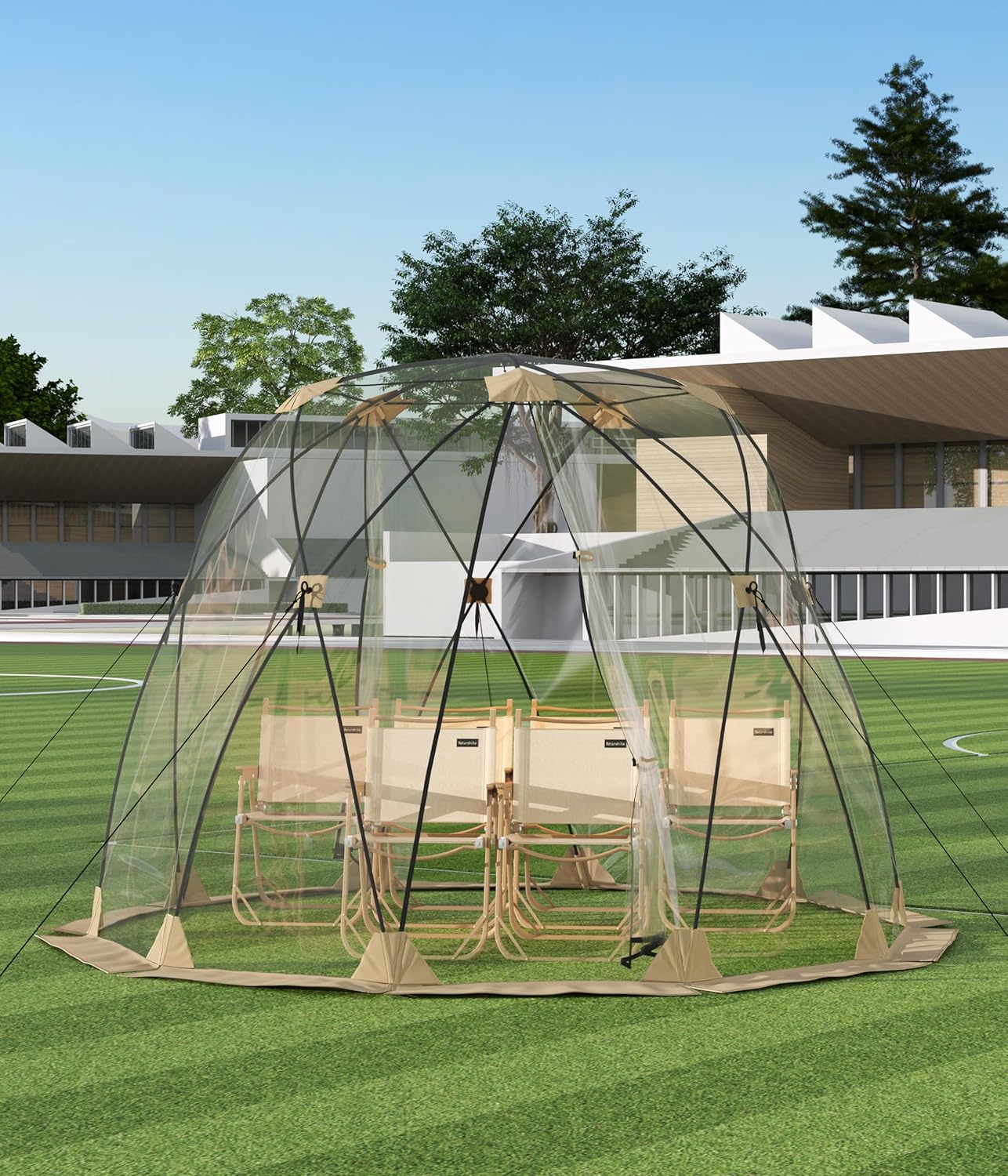 Garvee 6 X 6 FT Pop Up Outdoor Bubble Tent, All Weather Clear Rain Tent, Instant Camping Sun Shelter with Carry Bag for Patio, Backyard, Deck, Outdoor Activities, Beige