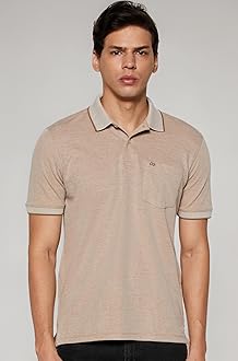 Peter England Men's Premium Regular Fit Half Sleeve Polo T-Shirt with Pocket | Cotton Rich | Birds Eye Interlock Weave