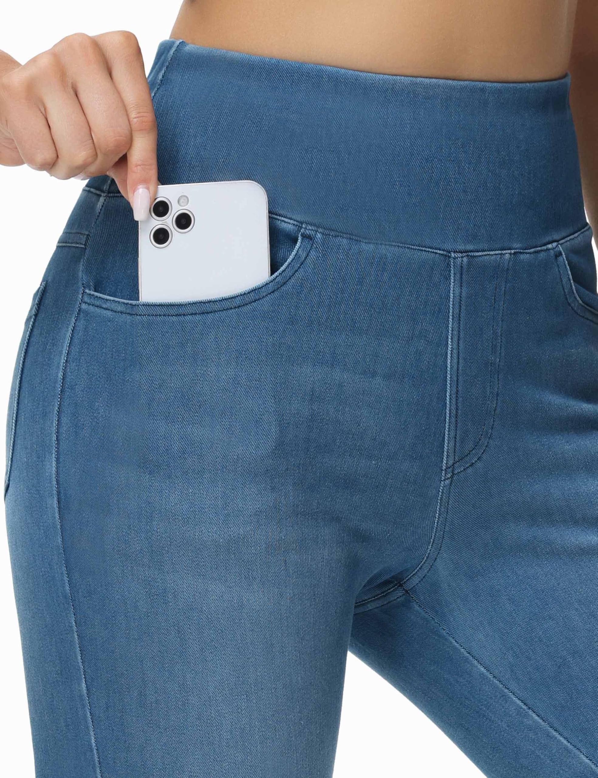 THE GYM PEOPLE Jeggings taille haute pour femme - Extensible - Contrôle du ventre - Legging skinny avec poches