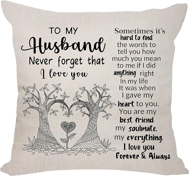 Bacmaxom Husband Gifts-Couples Throw Pillow Cover Cushion Cover for Husband, Valentine's Day Gifts Birthday Gifts Husband Pillow Cover (husband), L