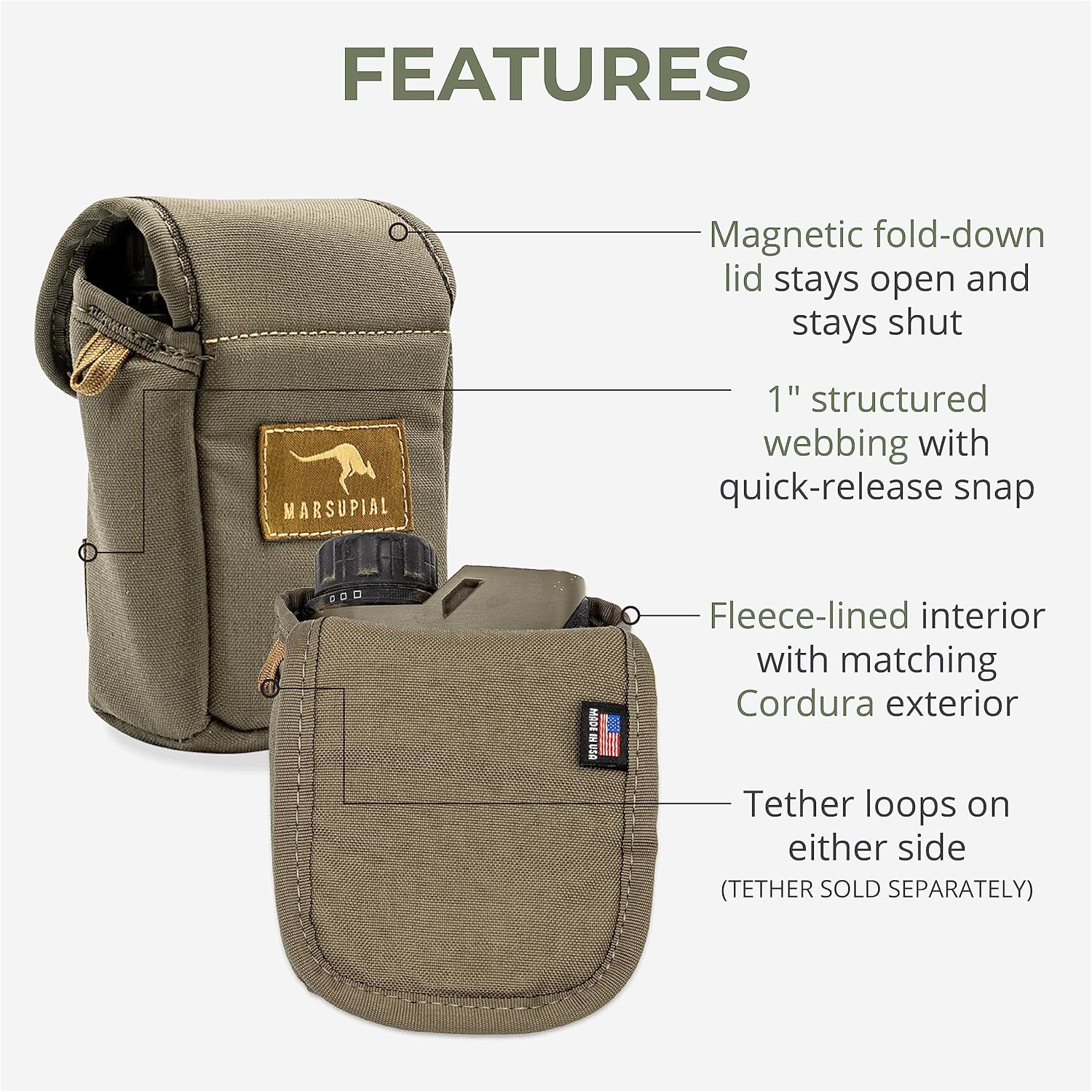 Marsupial Gear Rangefinder Pouch - Magnetic Optics Case Attachment for Quick Access to Hunting Range Finders with Fleece Lining to Protect Your Gear - Image 5