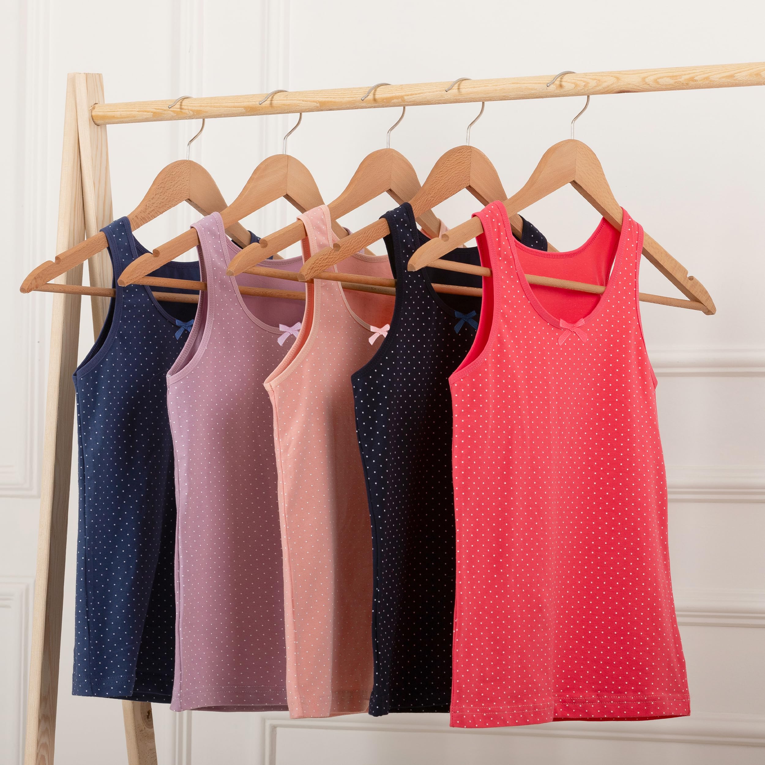 LOREZA ® 5 Camisetas de Tirantes Interiores para Niña Ropa Interior 2-15 años