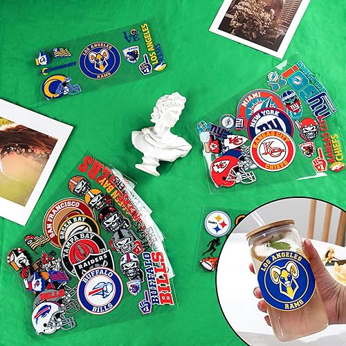 Miniatura 6 de Adhesivos de transferencia UV DTF para vasos de vidrio de 16 onzas, 10 hojas de transferencia de tazas para manualidades, calcomanías de tazas,