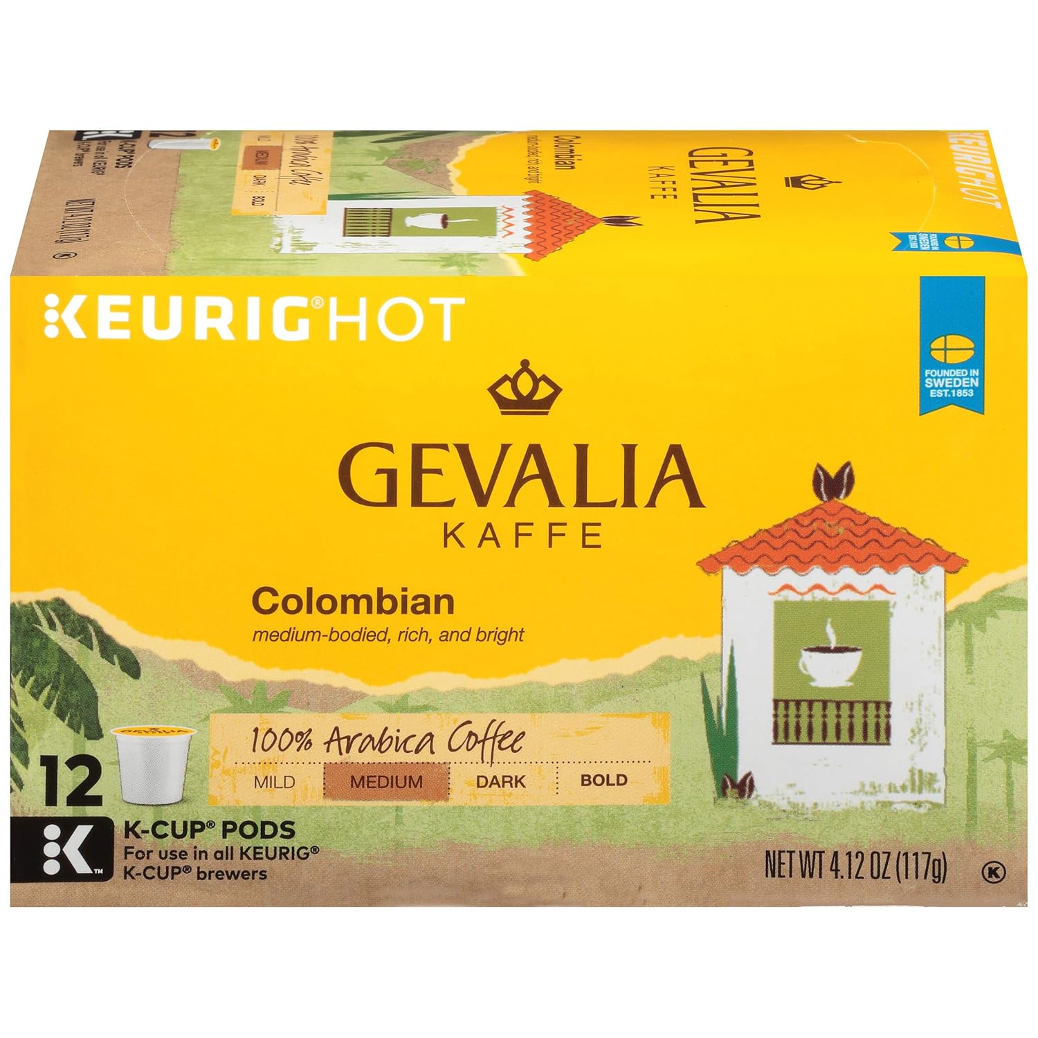 Gevalia Colombia Blend Coffee, Medium Roast, K-Cup Pods, 12 Count