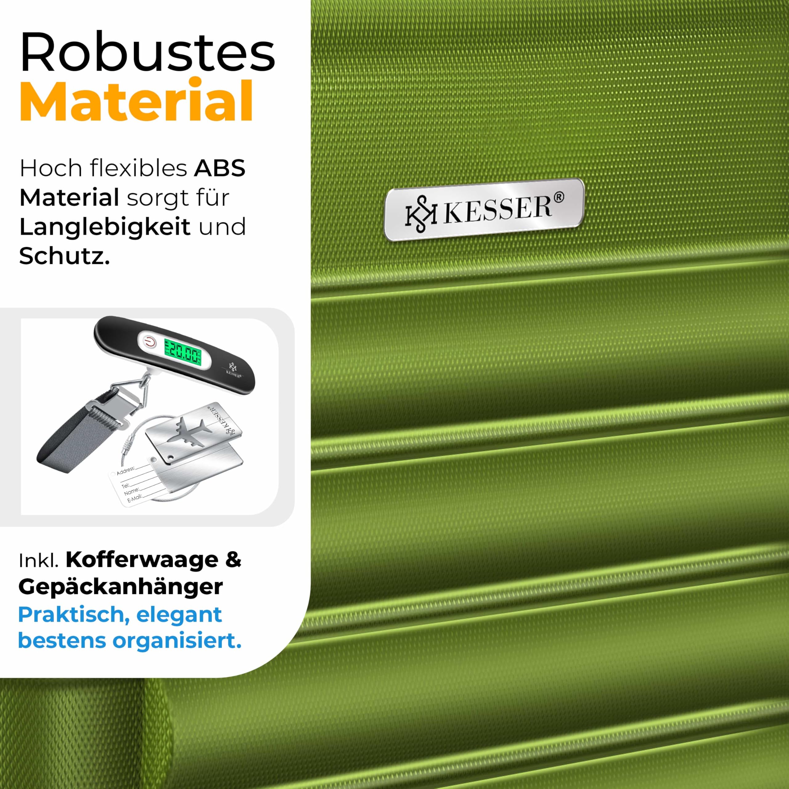 KESSER® Set di 4 valigie da viaggio - trolley - valigie rigide - bagaglio da viaggio - valigie a guscio rigido S-M-L-XL