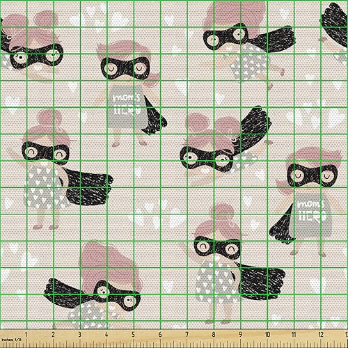 Miniatura 523 de Lunarable - Tela para amantes de perros de The Yard, patrón divertido de animales de dibujos animados en posiciones caprichosas estirando y Beige y