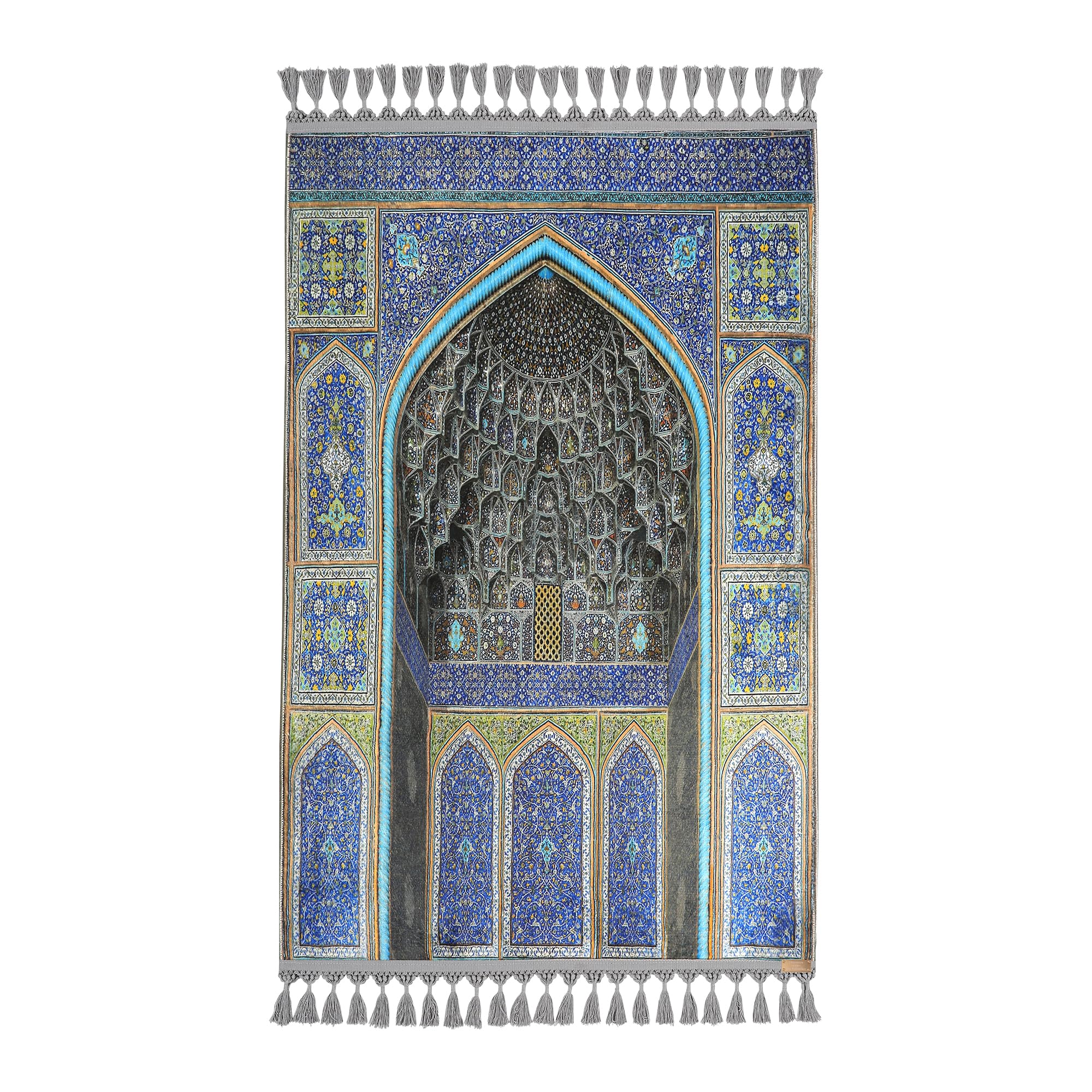 Tapis de prière turc bleu et turquoise allmode homestyle pour décoration murale