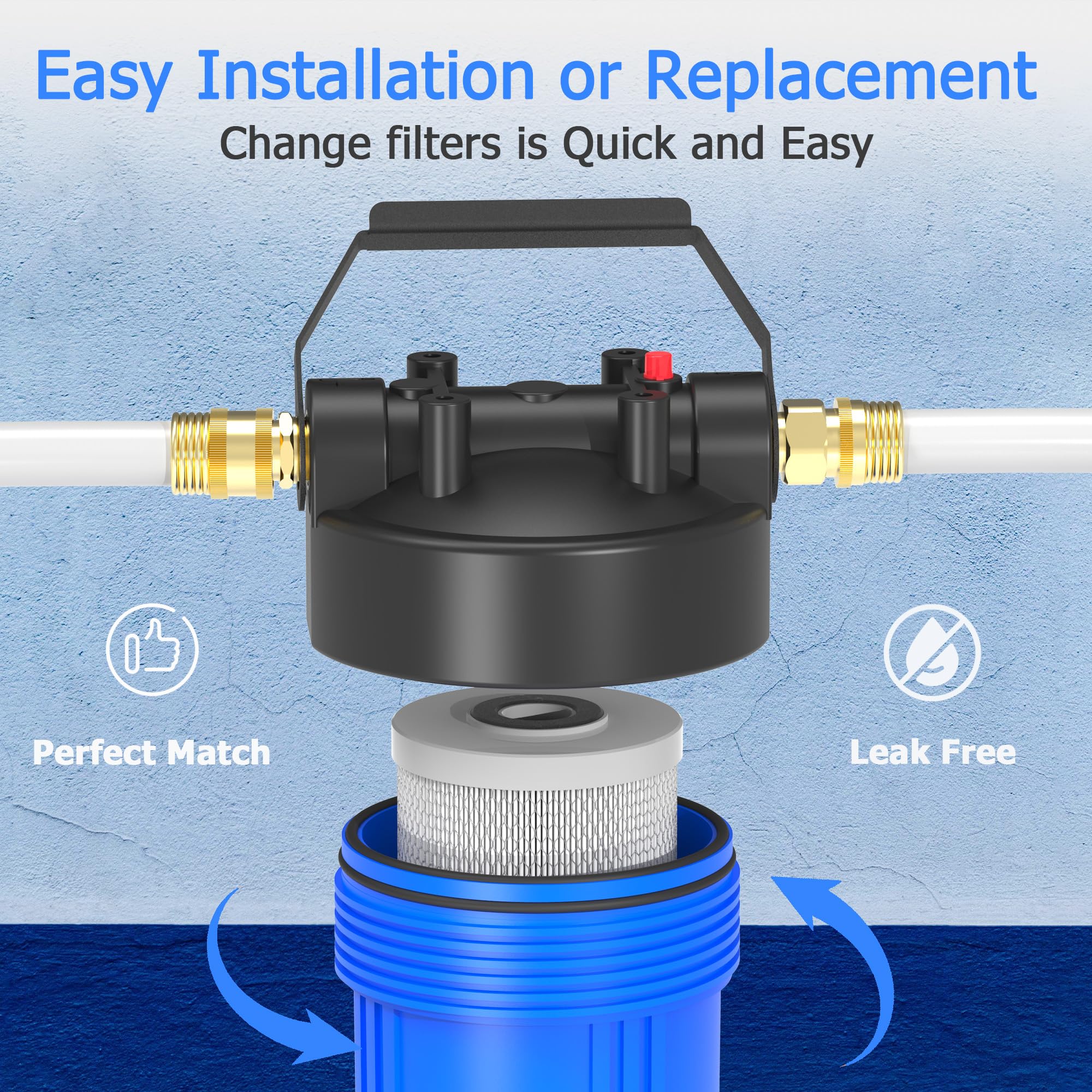 Filtro de agua de 0.2 micras de 10 x 4.5 pulgadas con poliéster plisado y filtro de agua compuesto de bloque de carbón activado, compatible con HHB10 y carcasas grandes de 10 pulgadas para