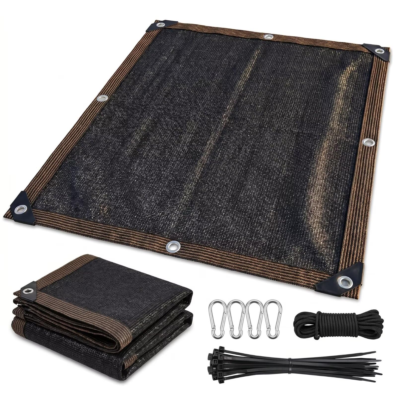 2 x 5.5M Malla AntiUV con Ojales Metálicos, Tela Sombreadora Color Negro, Protección Solar para Jardín, Pérgola, Plantas de Patio, Invernadero y Uso Exterior.