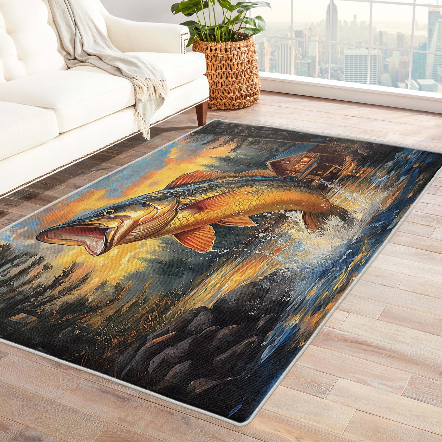 Amazon.com: Fishing Throw Rugs for Entryway 2x3, Rustic Cabin Bass