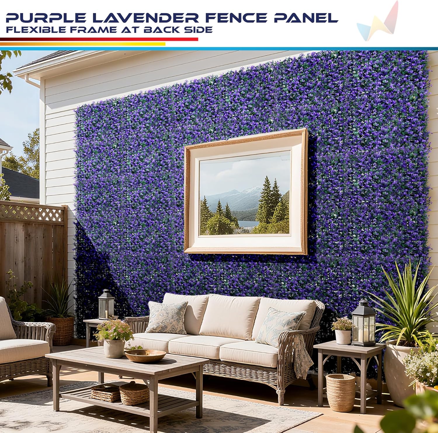 Windscreen4less 6 PCS 20"x20" Artificial Boxwood Panels Faux Plant Grass Green Wall Panel Decoration for Outdoor Indoor Garden Backyard (Lavender Purple)