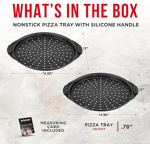 Miniatura 34 de Bakken - Bandeja para pizza de acero al carbono con agujeros y revestimiento antiadherente, sin PFOA PFOS y PTFE Negro