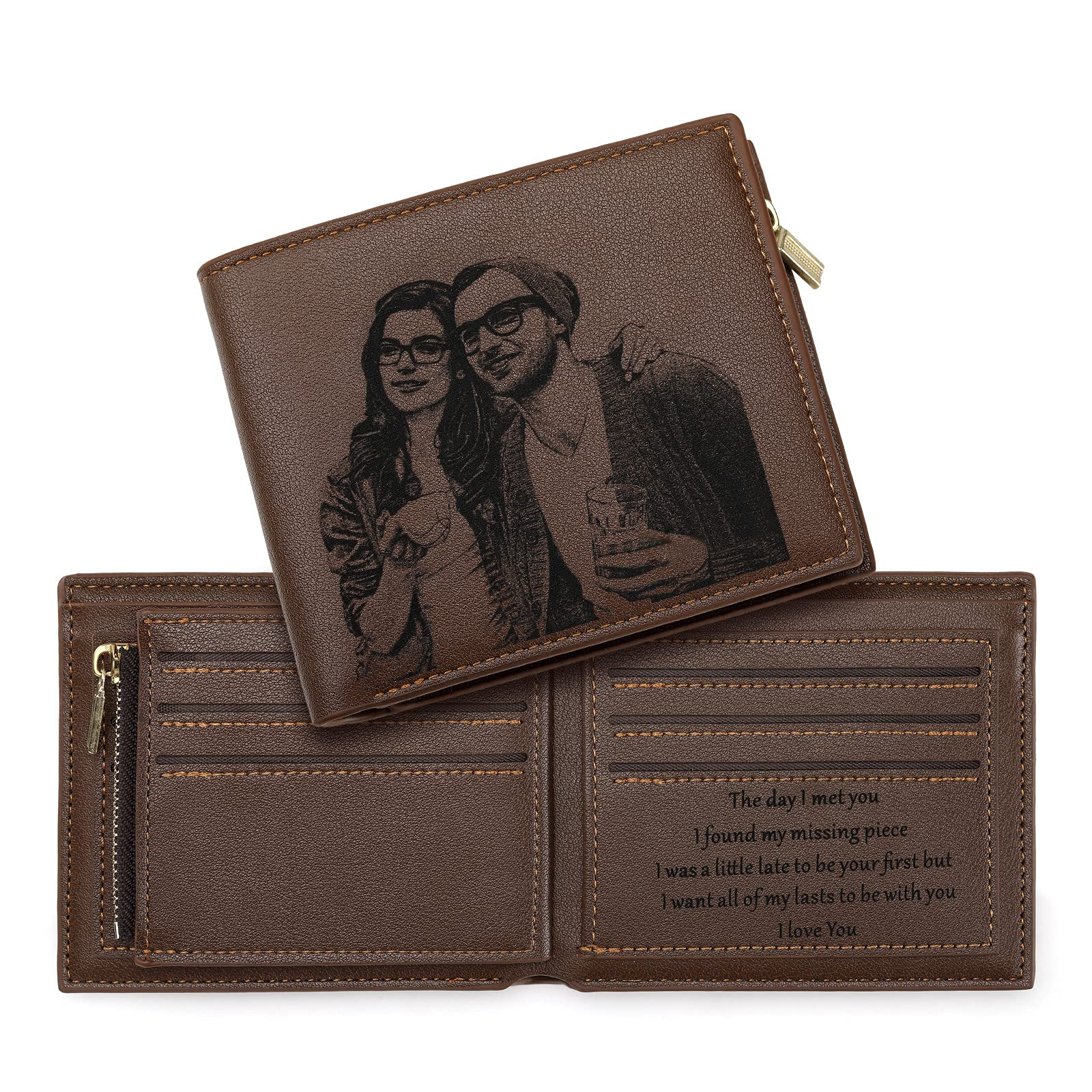 Personalized Wallet for Men with Photo, Custom Wallet for Husband Boyfriend Dad Son Uncle Brother Grandpa Grandson Family Friend, Gifts as Anniversary