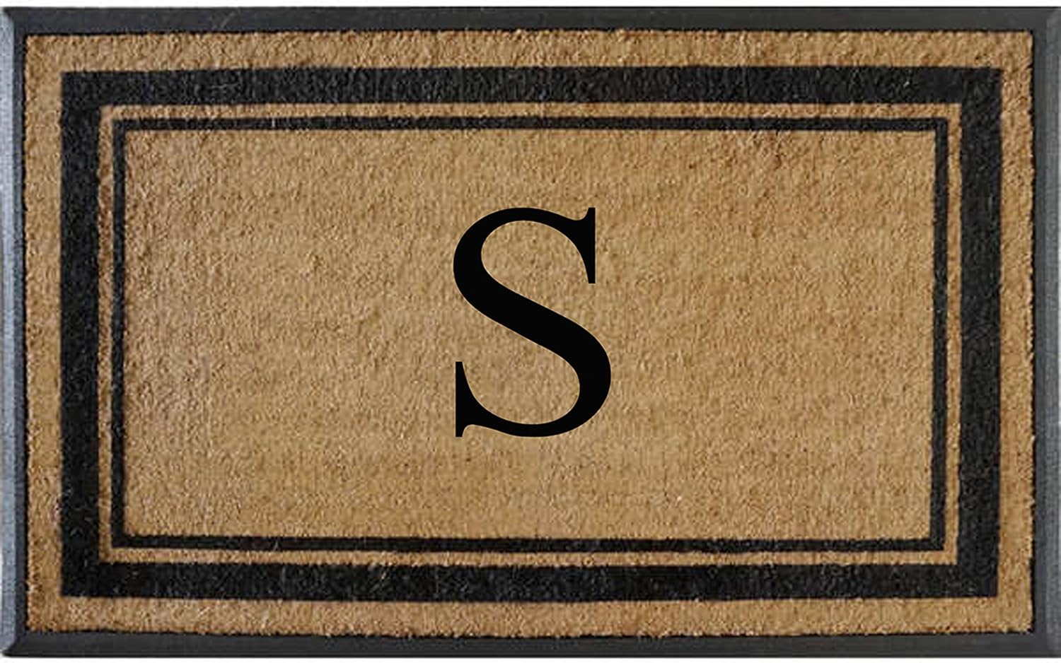 A1 Home Collections Doormat, 30x48, Natural Coir Flocked, Monogrammed, Heavy Duty, Anti-Shed Treated, Outdoor, Front Door