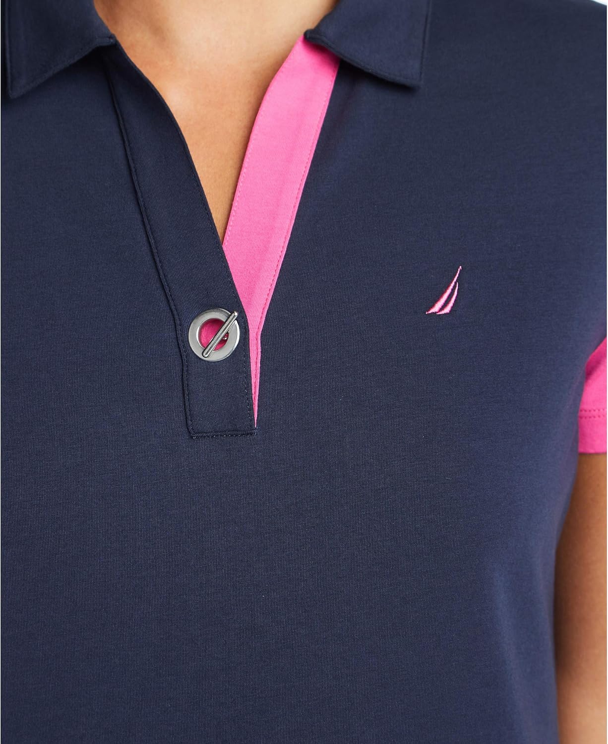 Nautica Womens Toggle Accent Short Sleeve Soft Stretch Cotton Polo Shirt - Image 5