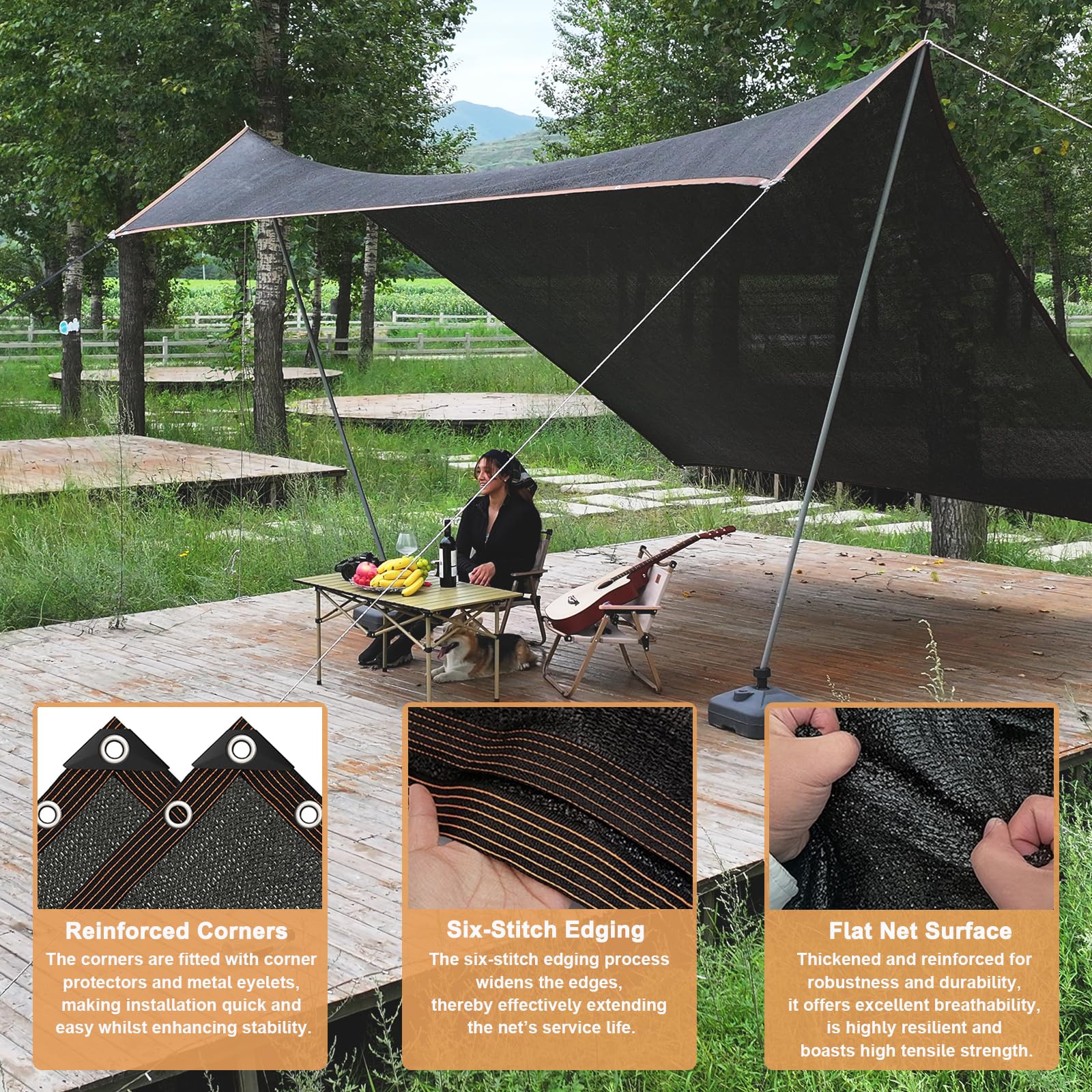 Red De Sombra 90% Tela De Sombra, Vela De Sombra Invernadero Rectangular, Malla Sombreadora Anti-UV, Malla De Ocultacion Jardin, Toldo Vela De Sombra para Terrazas Patio(8-Pin,3x8m)