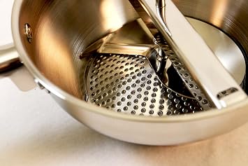 ExcelSteel Food Mill W/3 Grinding Sizes, 17 x 8.25 x 3.75, for Versatile Textures in Soups, Sauces, and Foods, Medium