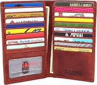 Vista 3 de Cartera larga de piel vintage con bloqueo RFID para tarjeta de crédito, Rojo -, Doble largo