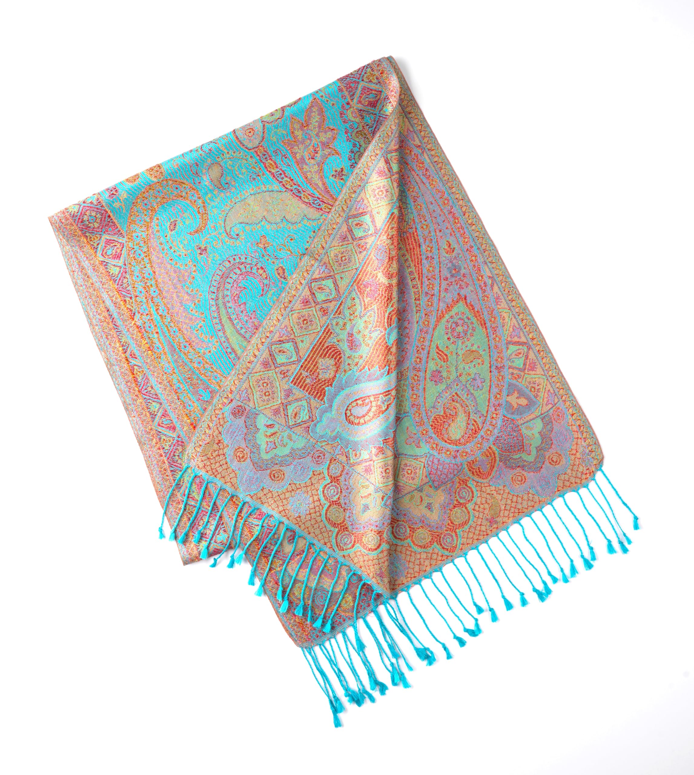Sciarpa di seta multicolore metallizzata Paisley, sciarpa leggera, sciarpa da donna, regalo per lei, sciarpa a spalla, regalo di compleanno, sciarpa primaverile, sciarpa estiva, Multicolore,