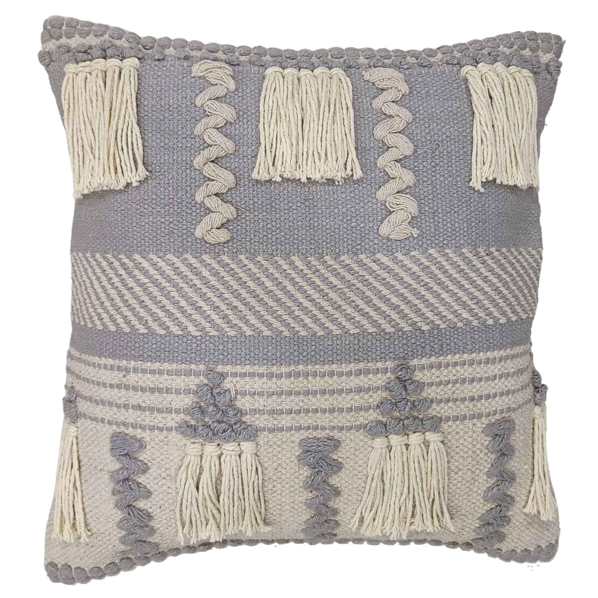 Trade Star 100% Cotton Boho Tufted Throw Pillow Cover Handwoven Kilim Decorative Cushion Case 18x18 Inches for Farmhouse Sofa Living Room Designer