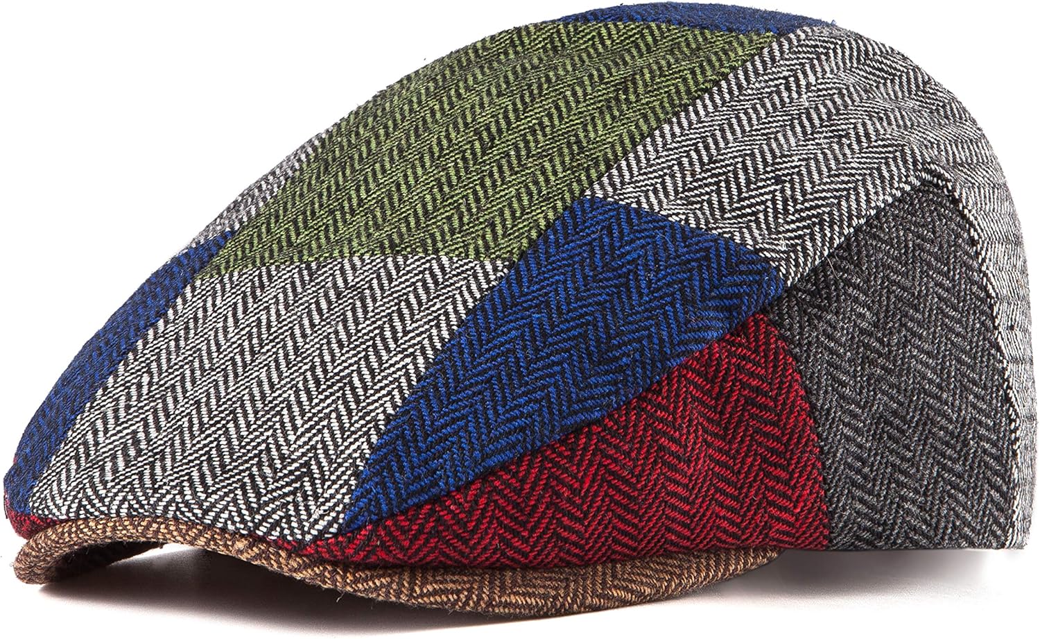 Herringbone Flat Ivy Newsboy Cap for Men Classic Wool Blend Tweed Cabbie Hat - Image 4