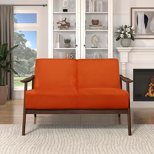 Miniatura 104 de Lexicon Savry - Silla decorativa con brazo de madera de tela de 29 pulgadas de ancho, color naranja Naranja,Marrón claro,Gris