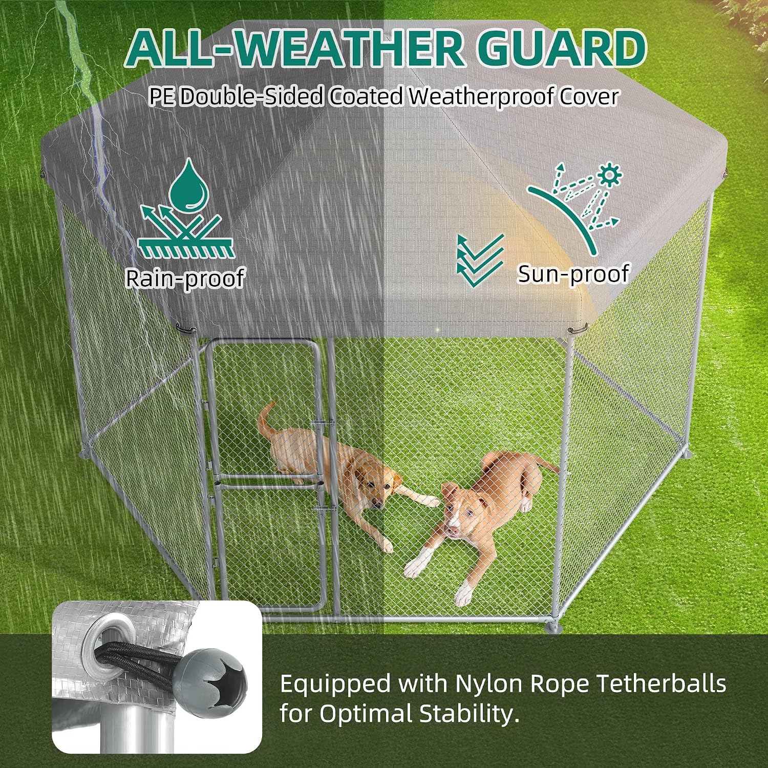 YITAHOME Large Outdoor Dog Kennel for Yard, 9.8×8.2×6.2FT Heavy Duty Pet Pens House Dog Run Enclosure w UV-Resistant Waterproof Roof Cover & Secure Lock, Playpen Fence Outdoor for Medium Large Dogs