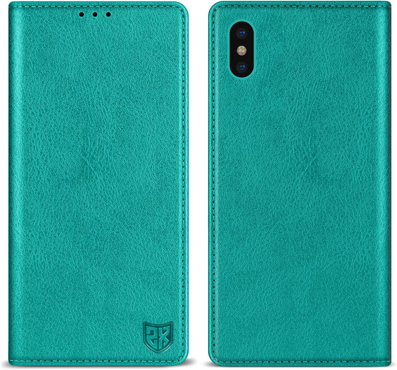 ZZXX for iPhone X/iPhone Xs Wallet Case with [RFID Blocking] Card Slot Stand Strong Magnetic Leather Flip Fold Protective Phone Case for iPhone X/iPhone Xs Case Wallet(Lake Blue-5.8 inch) Lake Blue iPhone X