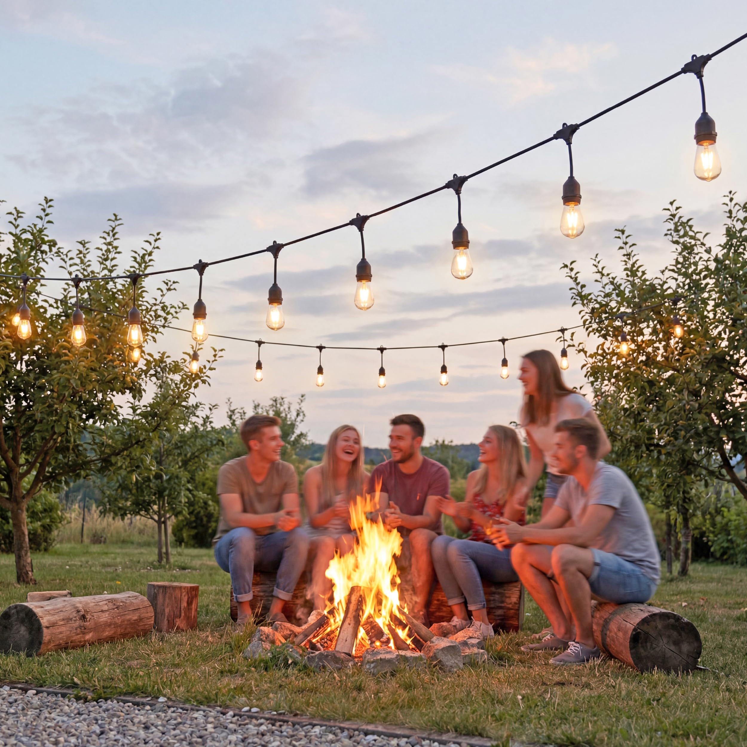 Lichterkette Außen Outdoor LED Strom,20M Außenbeleuchtung mit Stecker, 20 Glühbirnen, IP65 Wasserdicht Wetterfest Lichterkette Glühbirnen für Garten Terrasse Party Weihnachten, Warmweiß,2 Ersatzbirnen