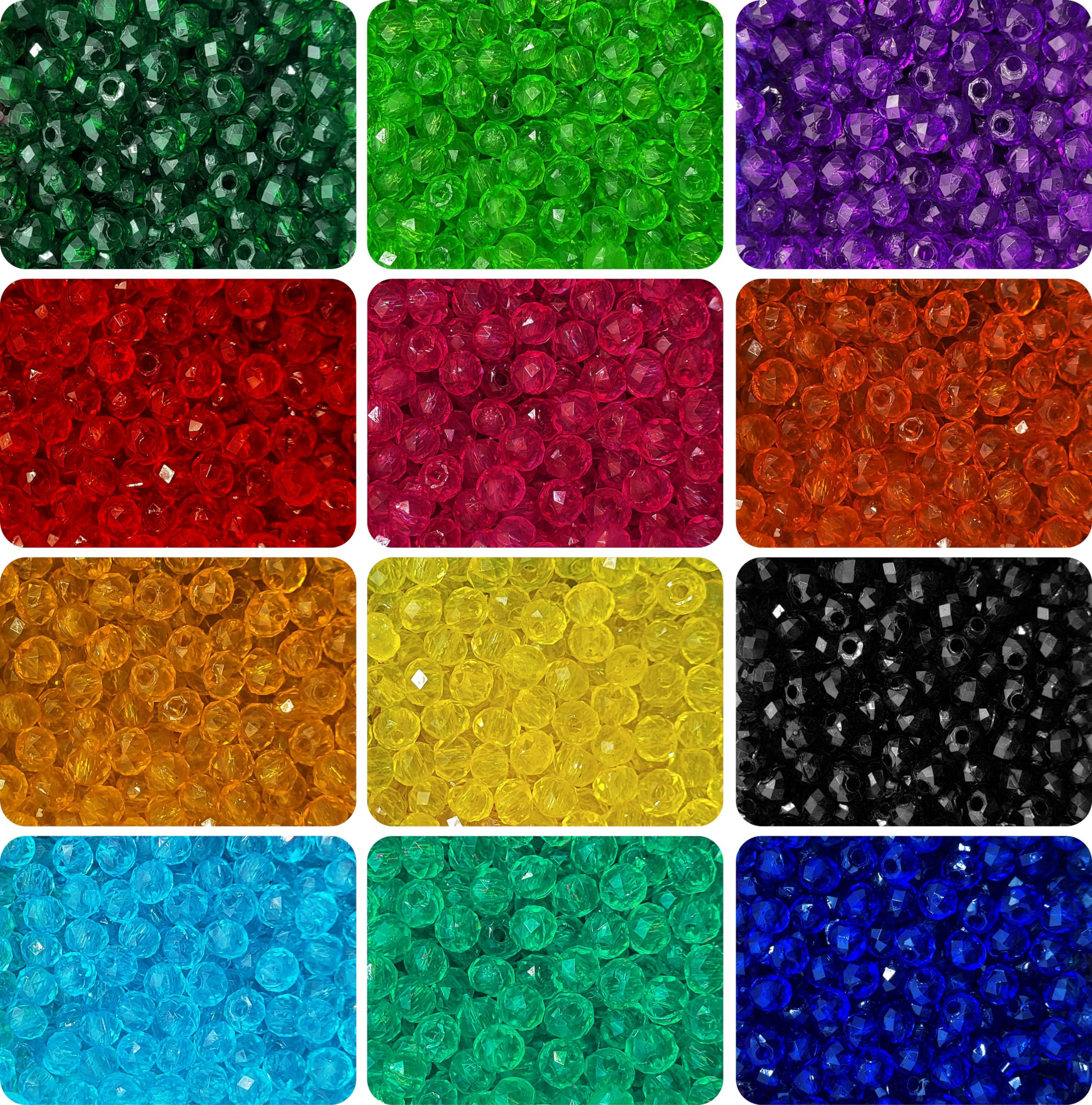 Multicolour Transparent Tyre Shape 8mm Acrylic Beads Set – 8 mm Transparent Beads for Jewellery & Bracelet Making, DIY Crafts & Art Projects