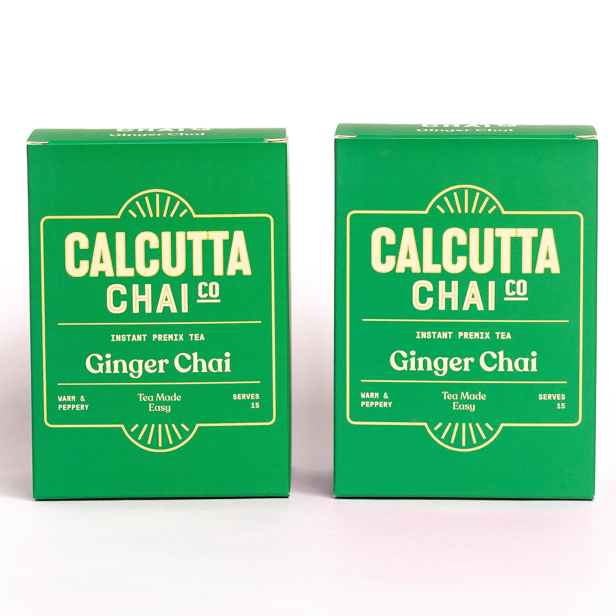 Calcutta Chai Co - Ginger Chai | Instant Tea Premix | 30 Sachets | 420g - Pack of 2 | Made with Assam Tea | Added Natural Spices | Less Sugar