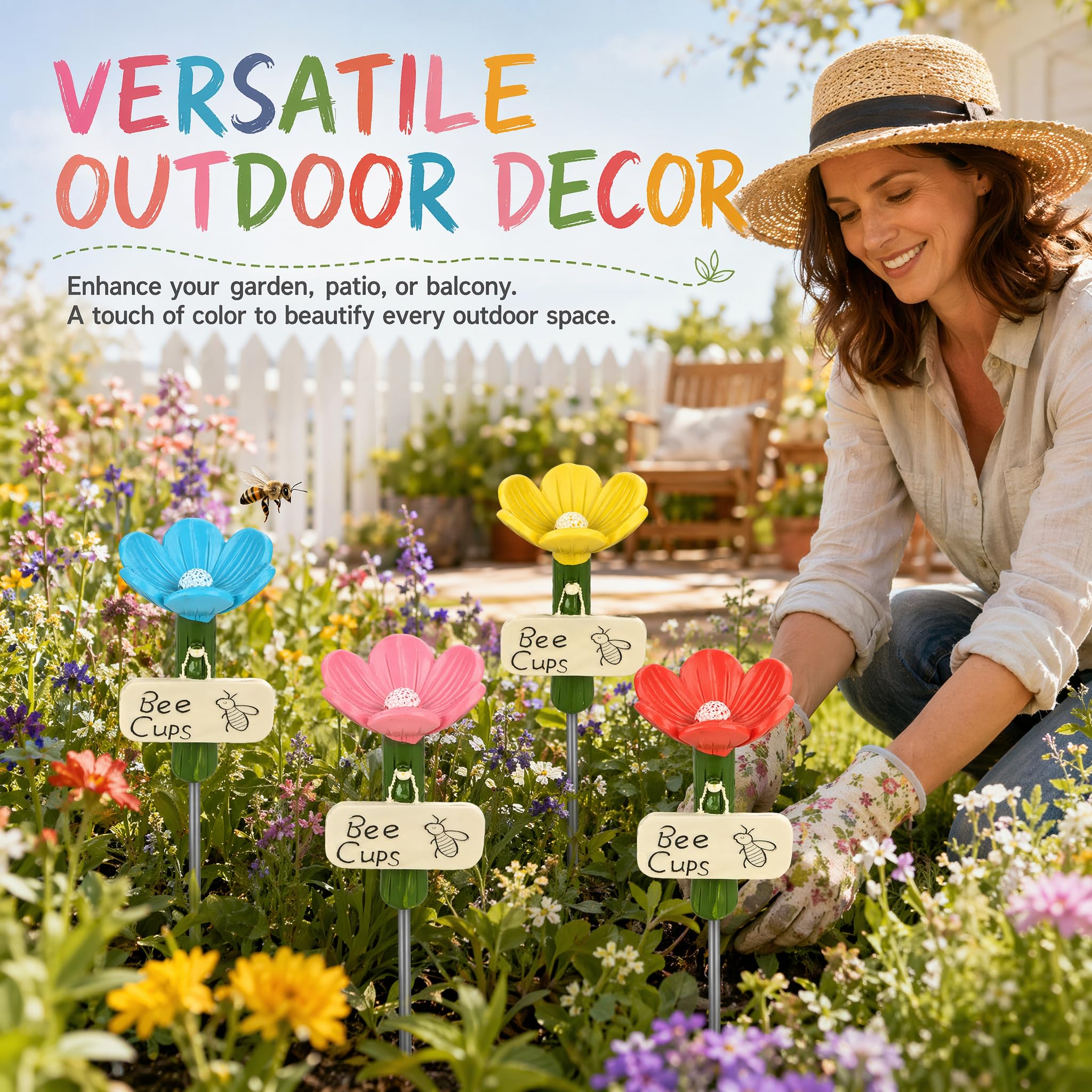 4 Stück Insektentränke, Bienentränke für Den Garten, Cups for Bee, Insektentränke Garten für Insekten, Bienentränke für Durstige Bestäuber, Hummeln Landeplatz Garten Terrasse Balkon