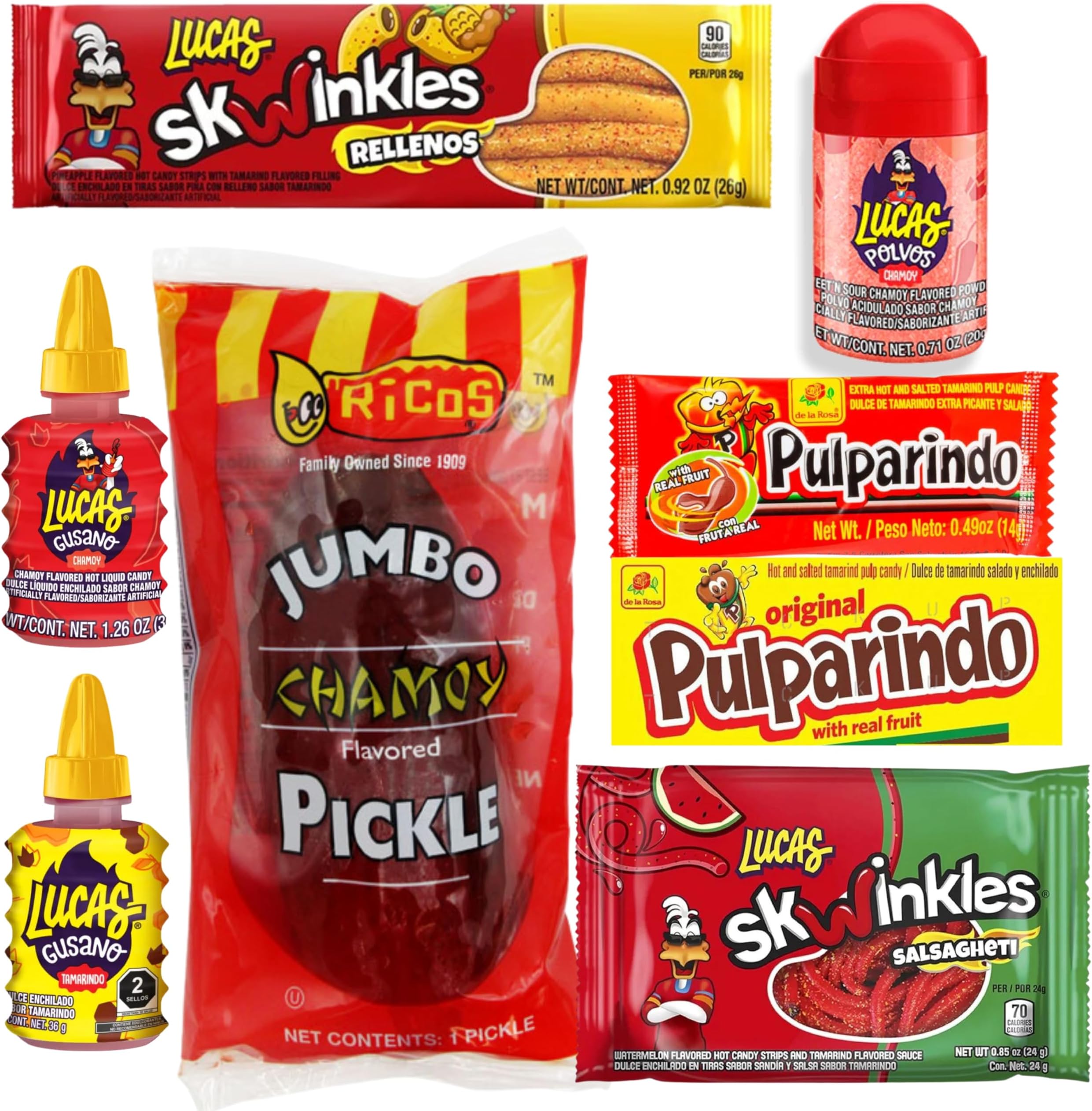 Ma Lit Candy Chamoy Pickle Kit with Mexican Includes Gusano Chamoy & Skwinkles Salsagheti - The Popular Tiktok Chamoy Pickle Kit (Ricos Chamoy Pickle Kit)