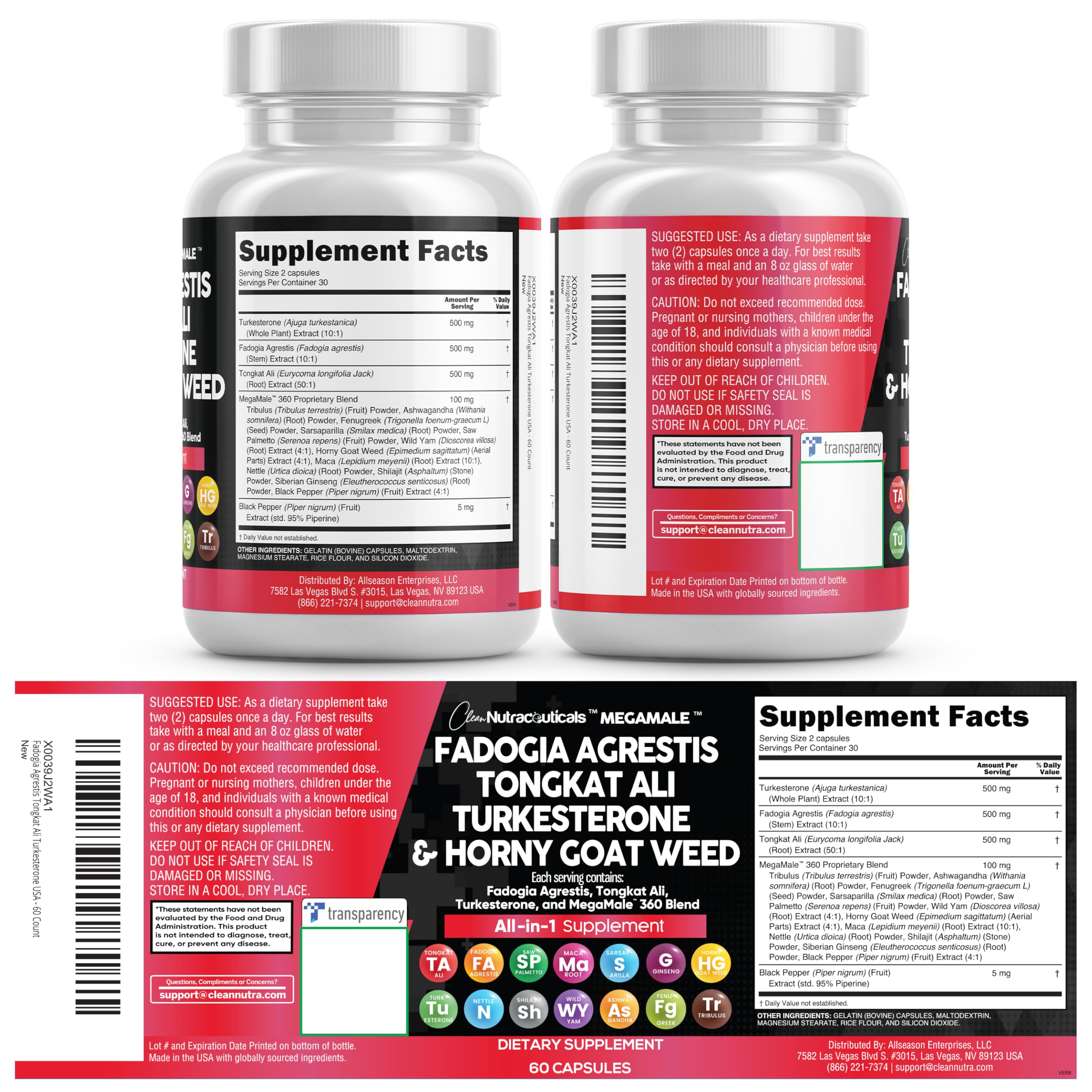 Clean Nutraceuticals Fadogia Agrestis Tongkat Ali Turkesterone Supplement with Horny Goat Weed, Saw Palmetto, Maca Root, Siberian Ginseng, Tribulus Terrestris, Fenugreek, Wild Yam - 60 Count — Amazon image 9