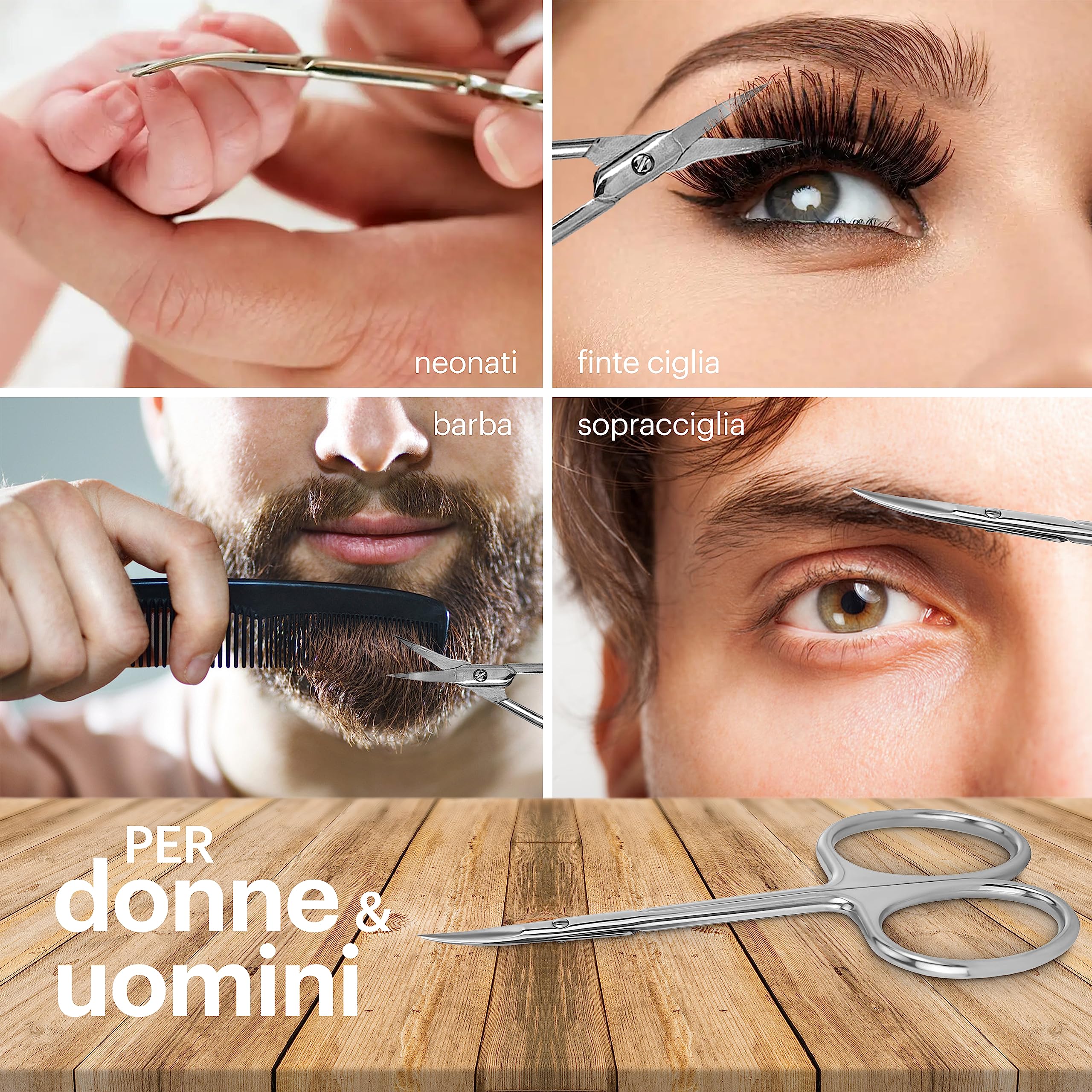 Forbici per Cuticole in Acciaio Inox, Lama di Precisione Professionale, Strumento Manicure e Pedicure per Rimozione Cuticole e Taglio Unghie, Ergonomiche e Antiscivolo