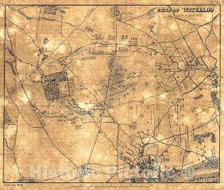 Historic Map - [Battle of Waterloo] Field of Waterloo, 5 Minutes Past 8 o'clock P.M. - Vintage Wall Art - 24in x 20in