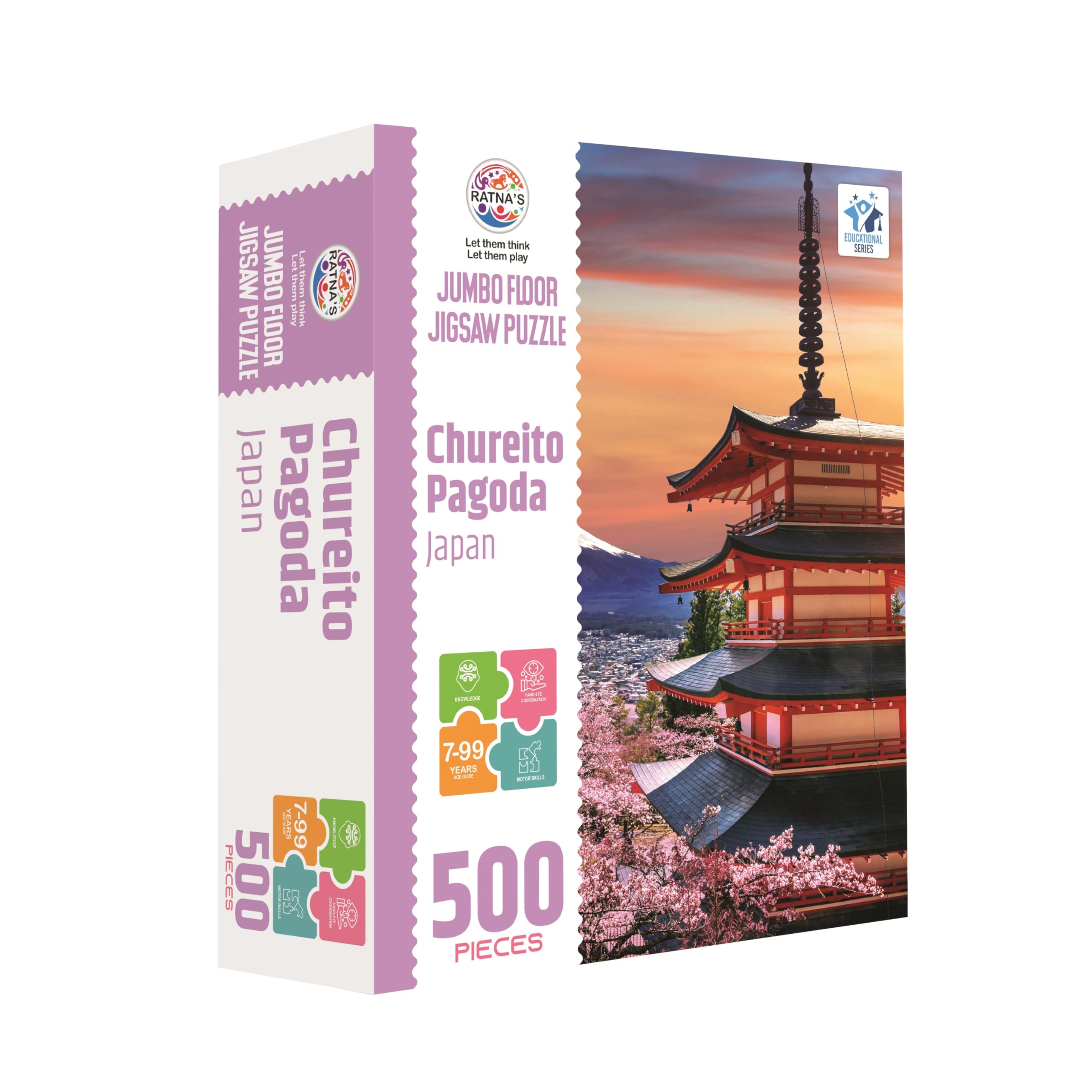 Ratna's Chureito Pagoda Japan Jigsaw Puzzle, 500 Pieces, 73.5 x 48.25 cm, Play and Learn Educational Jigsaw Puzzle for Kids & Adults 7+ Years-picture-25
