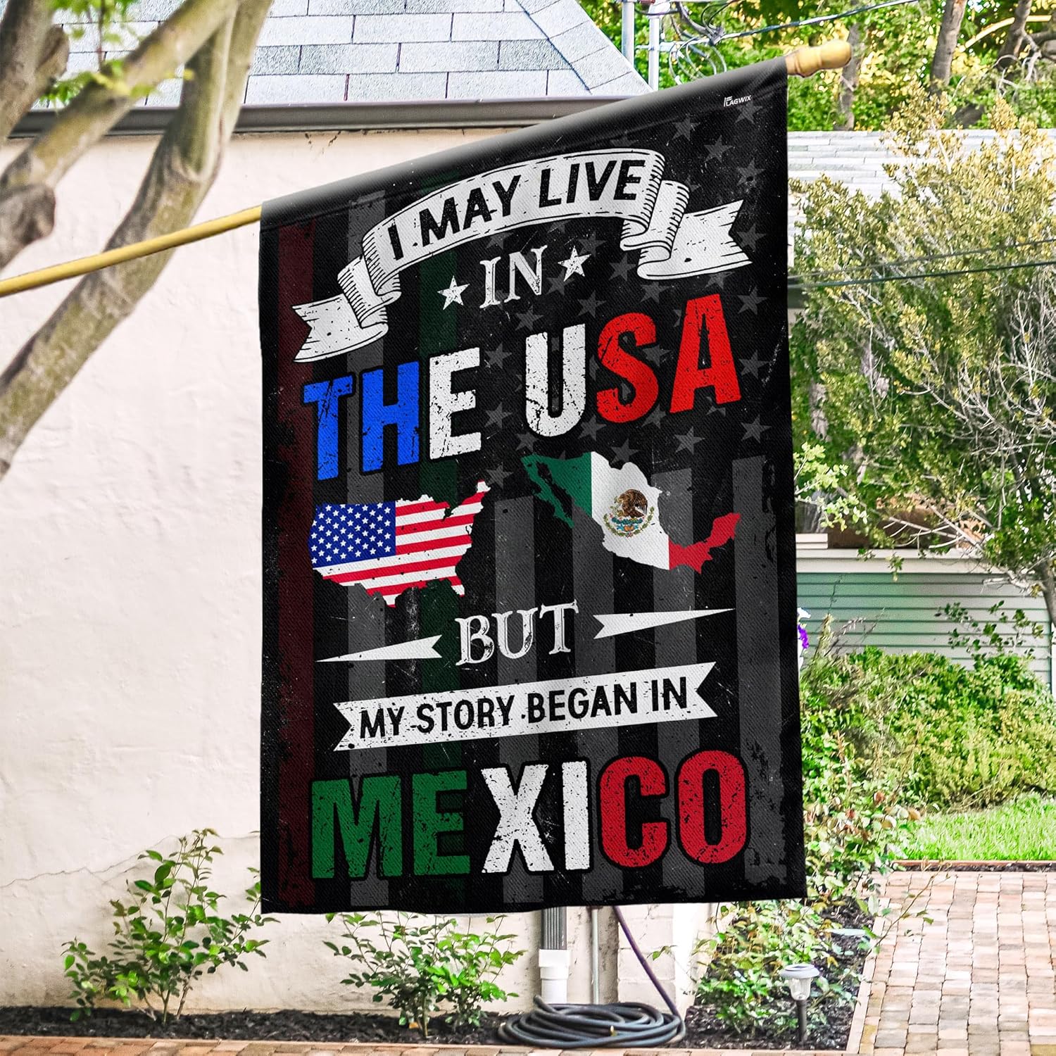 FLAGWIX Mexico Flags, I May Live in The USA But My Story Began in Mexico Flag - 4th of July Decorations For Home, House Flag 30x40 - USA House Garden Flags Premium Polyester, Decorative Outdoor Flags