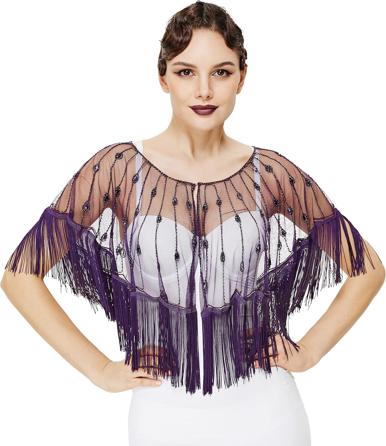 BABEYOND Sequin Beaded Shawl Wrap 1920s Evening Cape Shawl Gatsby for Evening Dresses Wedding Party