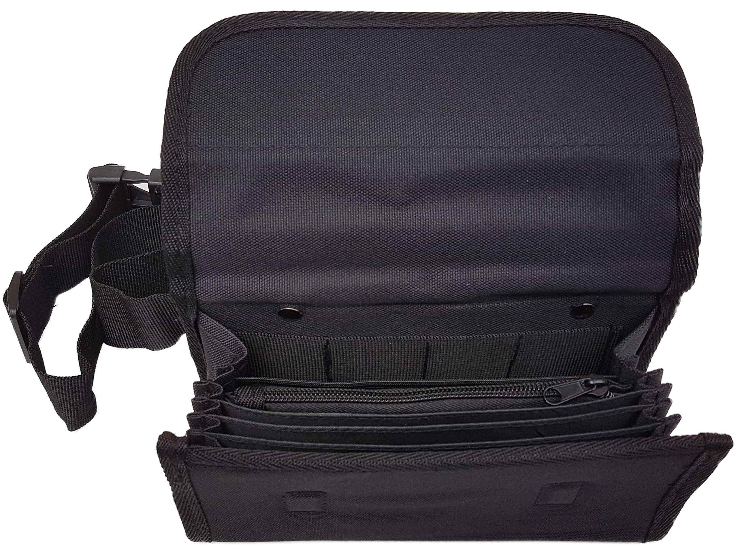 Riñonera de Camarero de Lona Negra, Monedero de Camarero,1 Bolsillo Zip Interior, Vendido sin Dispensador/Distribuidor/Clasificador de Moneda, Cierre Magnético