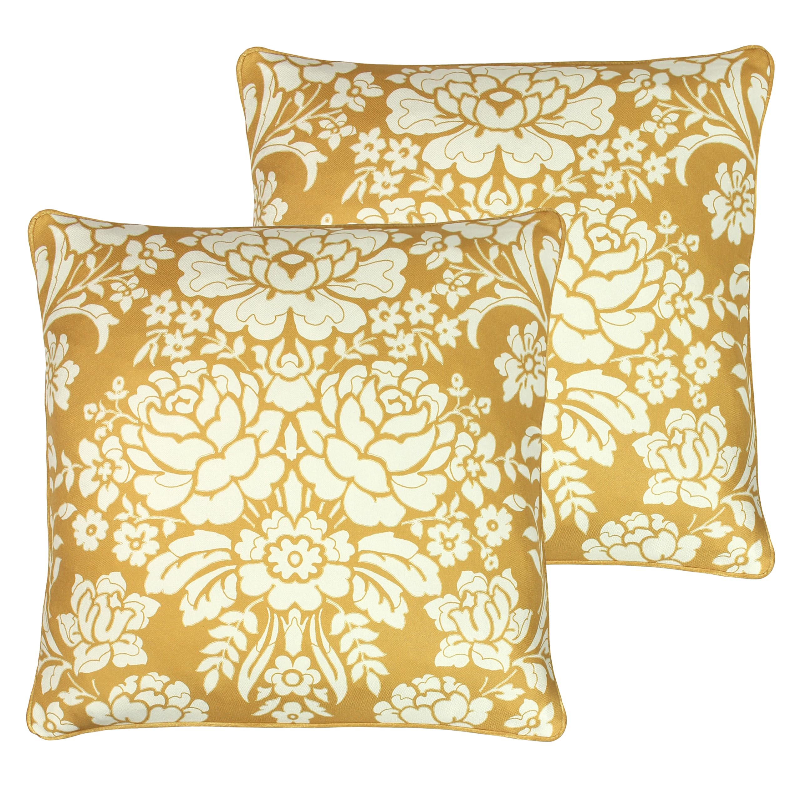 Paoletti Melrose Feather Filled Cushions Twin Pack, Honey, 50 x 50cm