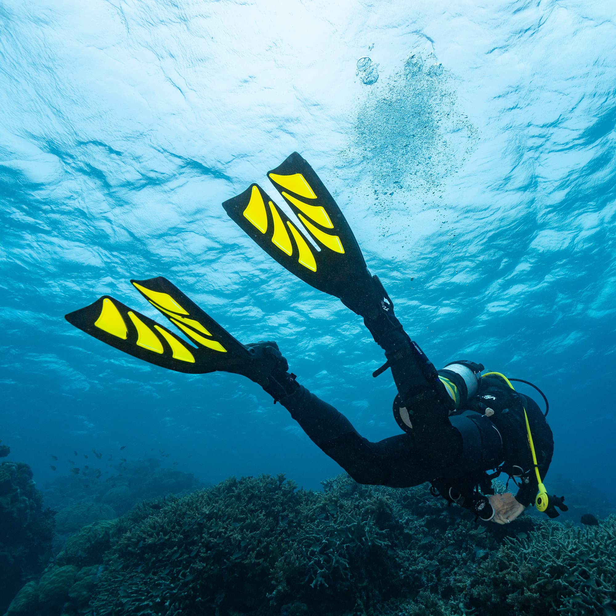 TUSA SF-0111 Hyflex Zoom Aletas de Buceo, Medianas, Amarillo Flash