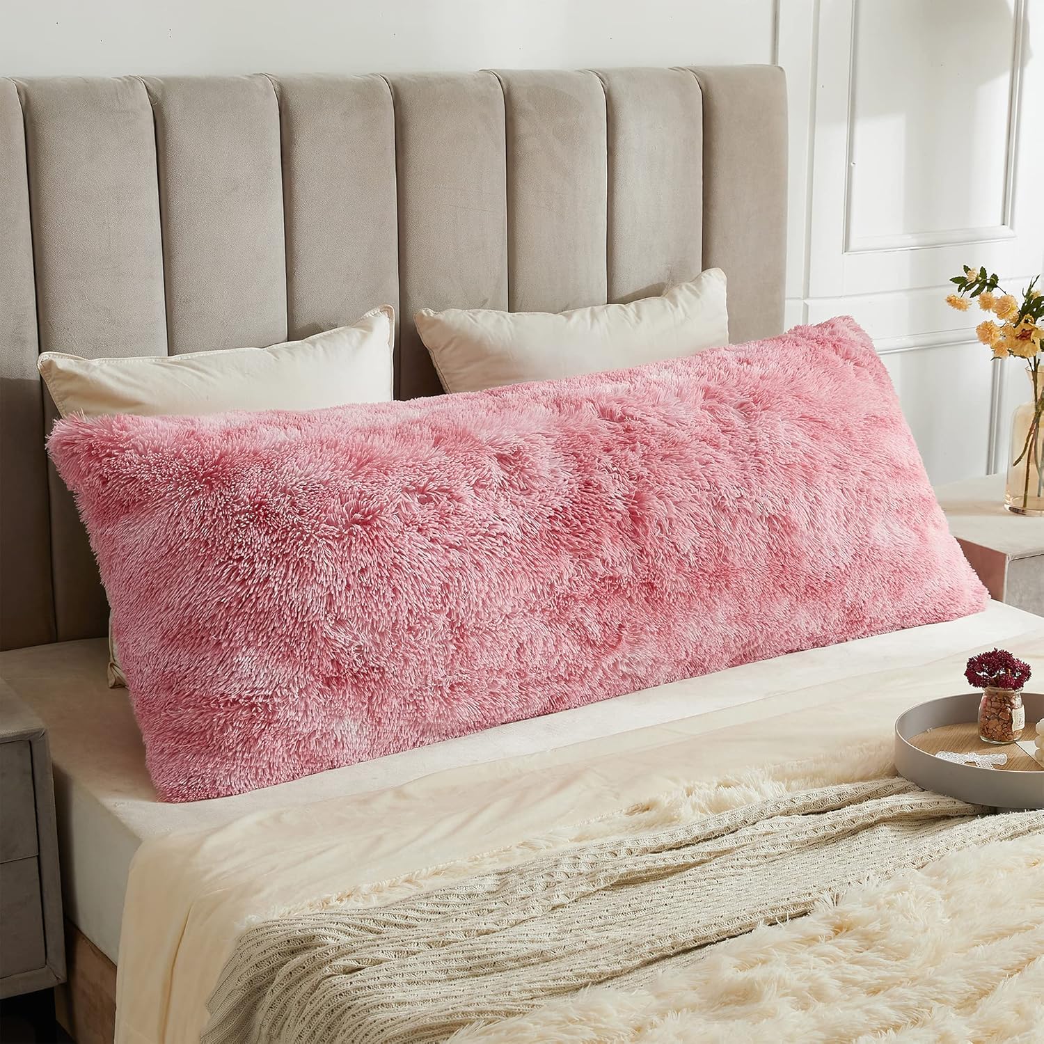 LIFEREVO Plush Body Pillow Cover,Ultra Soft Faux Fur