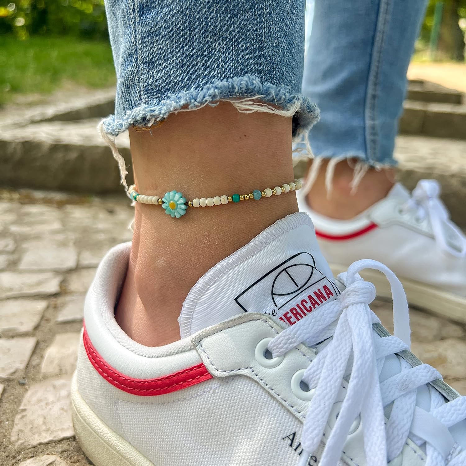 Made by Nami Boho Surfer Anklet Waterproof & Adjustable Beaded Anklets for Women Beachy Ankle Bracelet Made from Waxed Cotton Rope and Beads for Summer and Hippie Style - Image 3