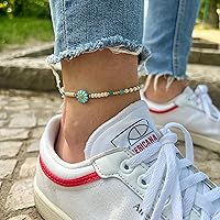 Vista 14 de Made by Nami Boho Surfer Anklet Waterproof & Adjustable Beaded Anklets for Women Beachy Ankle Bracelet Made from Waxed Cotton Rope and Beads for