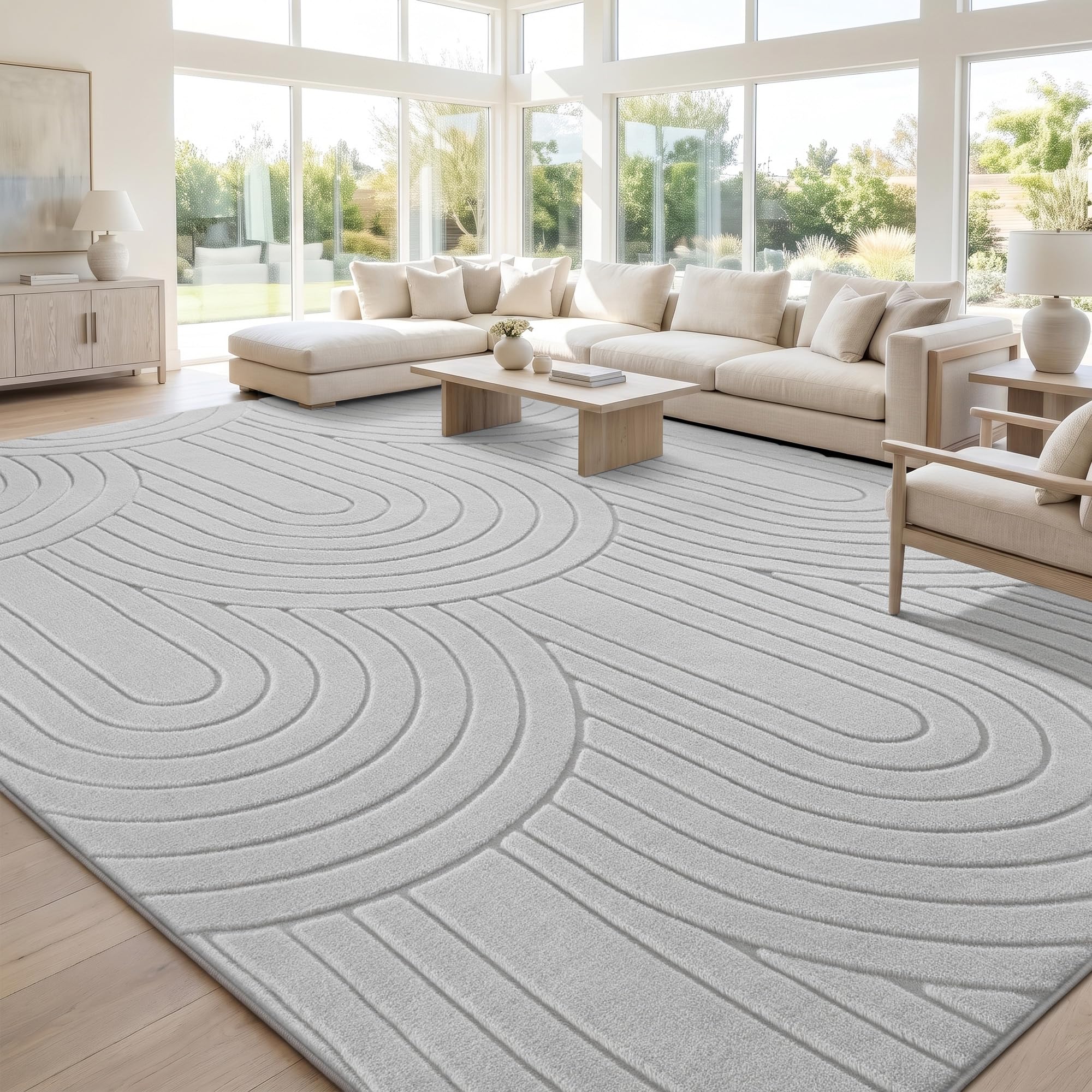 Sour Lemon Tapis de salon lavable, moelleux, gris, 160 x 230 cm