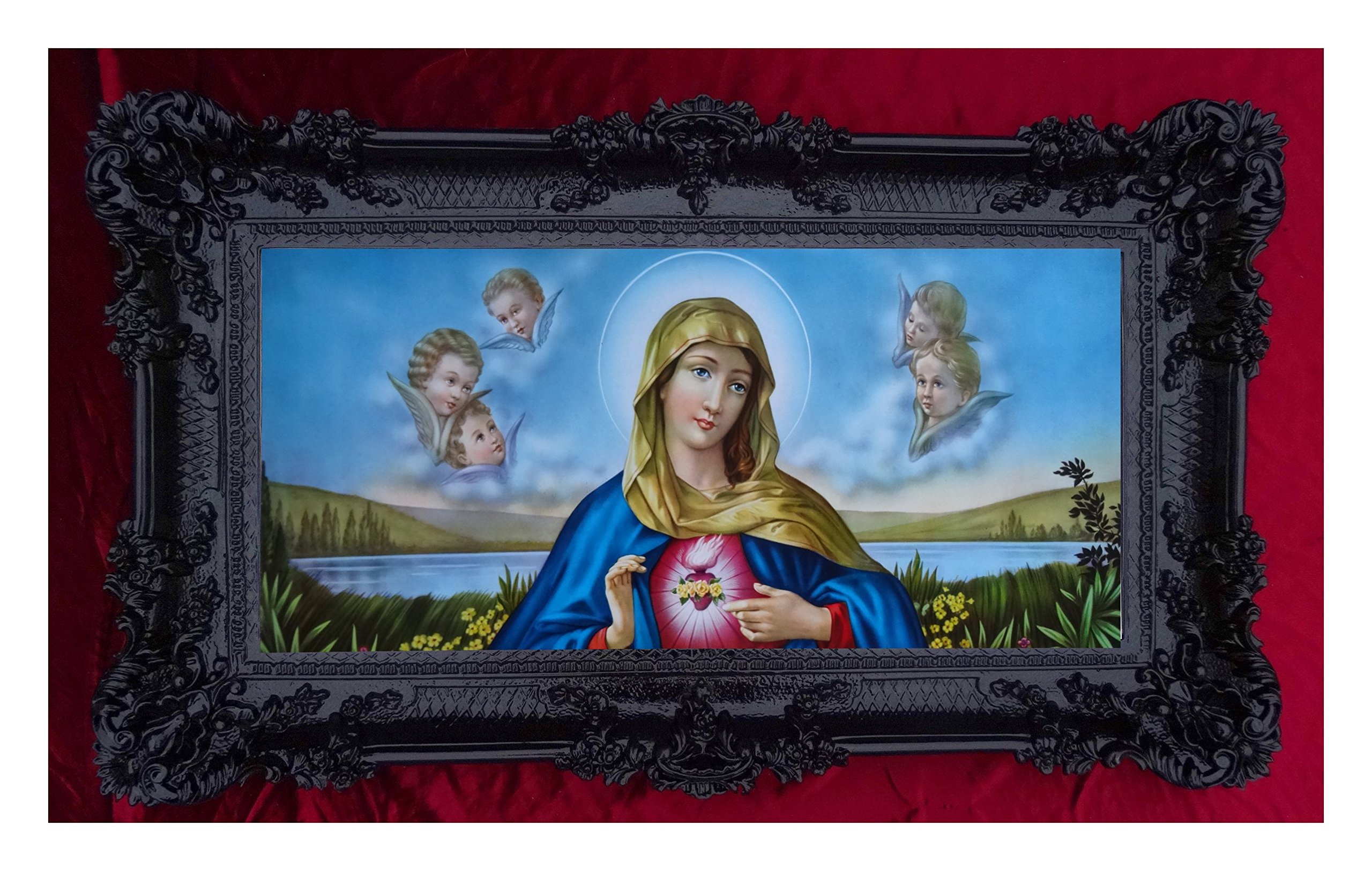 Barokowy obraz z ramą, reprodukcja w stylu antycznym, Święta Maria, Matka Boga, Magdelena, 96 x 57 cm (czarny)