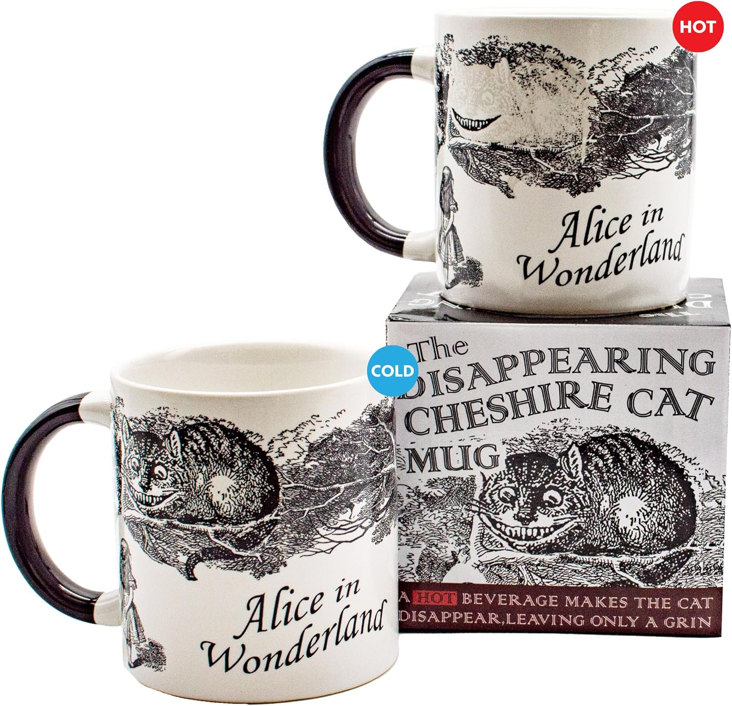 The Unemployed Philosophers Guild Heat Transforming Disappearing Cheshire Cat Mug - Hot Coffee Leaves Behind Only the Grin, Comes in Gift Box, 12oz - Image 2