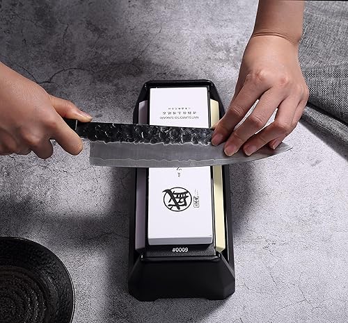 Miniatura 6 de MITSUMOTO SAKARI Piedras de afilar cuchillos japoneses, cocina profesional 24010006000 afilador de precisión gruesa y fina, afilador de cuchillos de