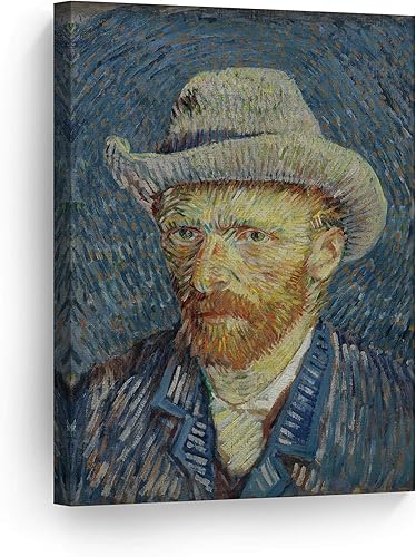 Smile Art Design Vincent Van Gogh Autorretrato con sombrero de fieltro gris, invierno 1887-88, lienzo impreso para pared, arte clásico y moderno,